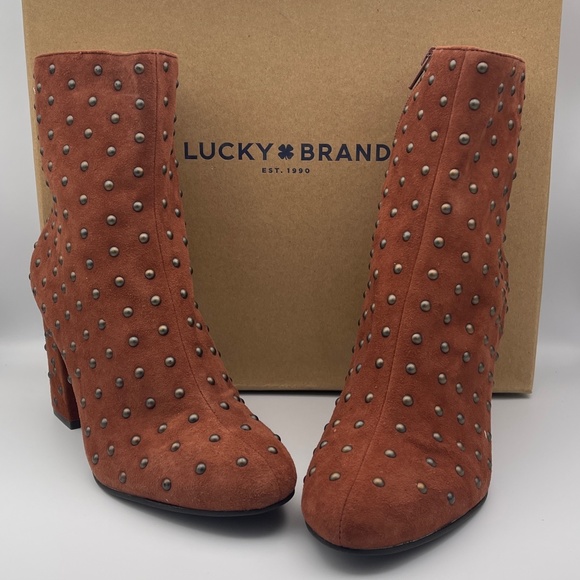 Lucky Brand Women's Shoe Ankle Bootie Studded Suede Wesson Rye Size 9 M US - Picture 1 of 7